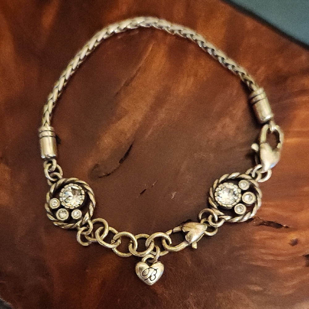 Brighton Antiqued Silver Rope Bracelet with Crystal Accents EUC or NWOT